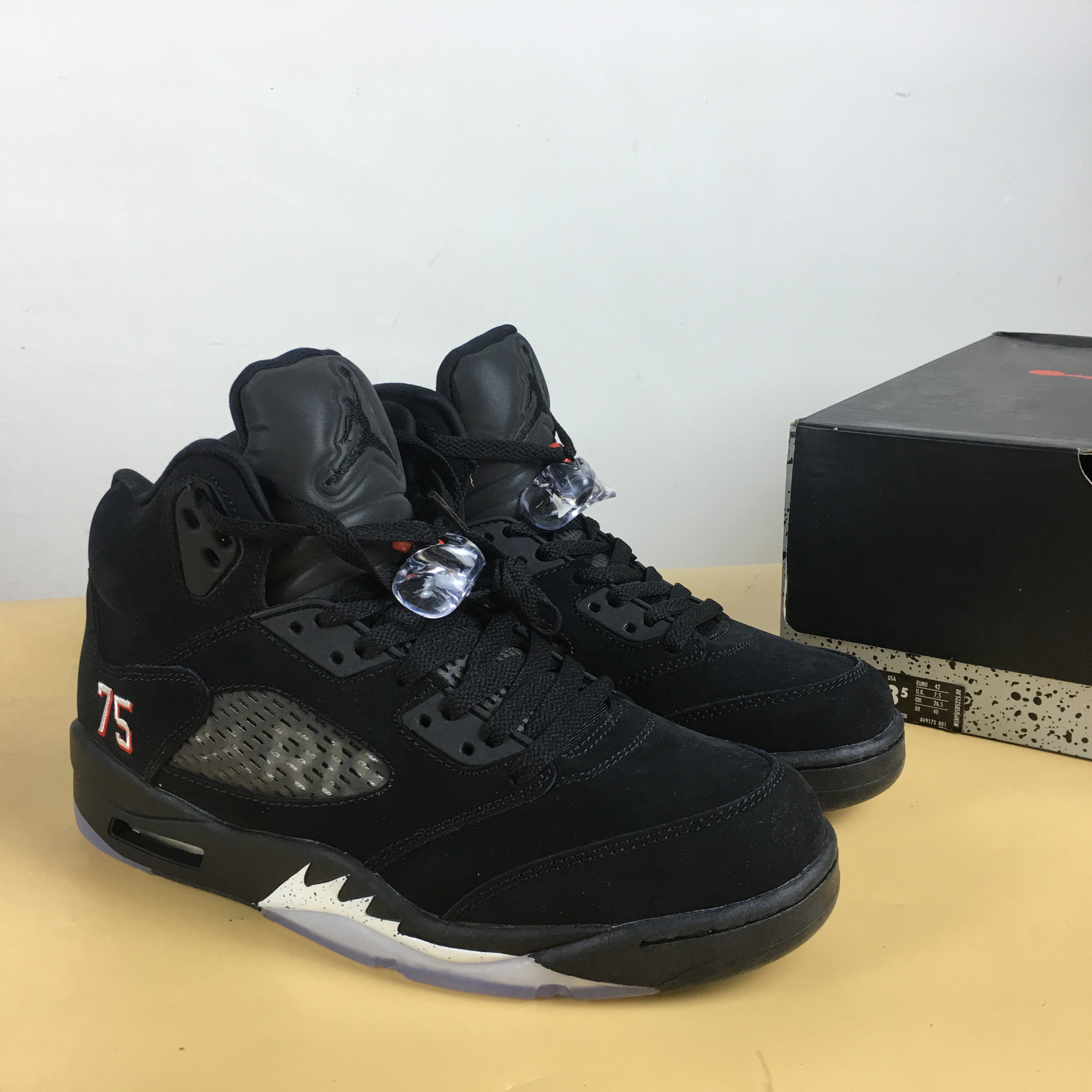 PSG x Air Jordan 5 Cool Black with Number 75 Shoes - Click Image to Close